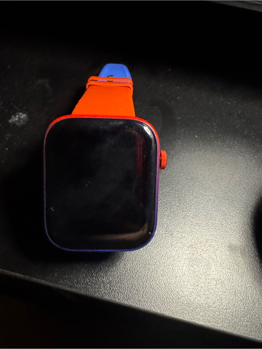 Red and Blue Smartwatch with Silicone Band